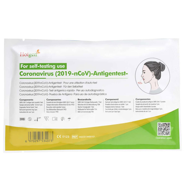 HOTGEN Covid-19 Antigen Rapid Test, Approval Private Use / Self-administration by Lay Persons